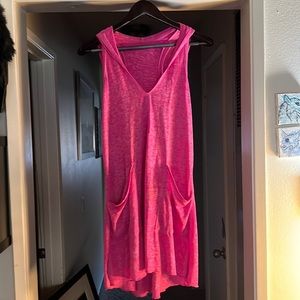 Becca, bright, pink, hooded, beach, cover-up. Size small / extra small.